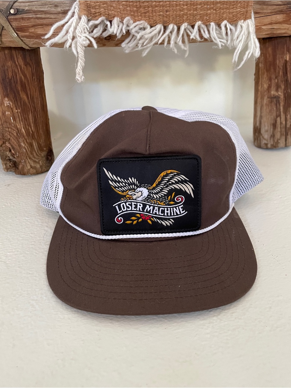 Loser Machine Brown & White Eagle Patch Trucker Hat